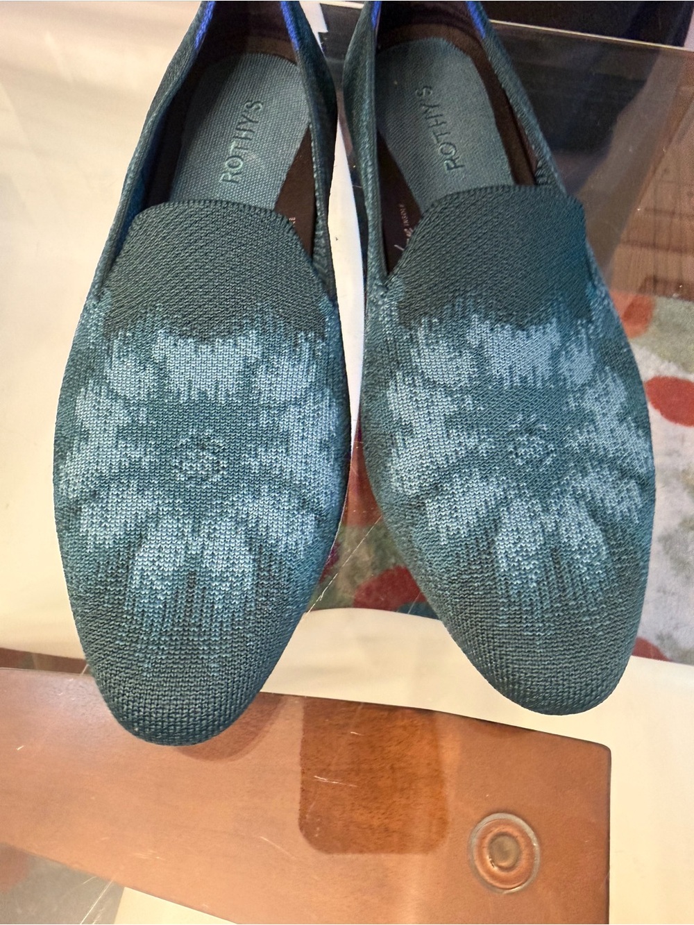 Rothy's Teal Jacquard Knit Loafers